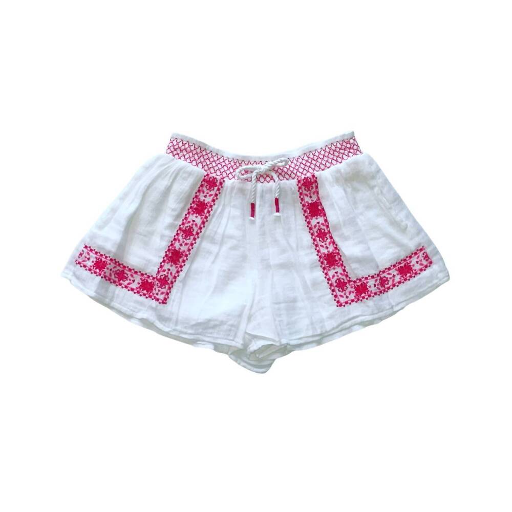 NEW RALPH LAUREN kid's cotton smocked shorts in white